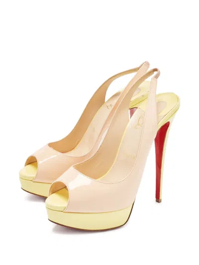 Pre-owned Christian Louboutin 160mm Lady Peep Sandals In Neutral