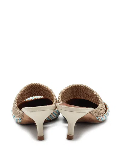 Pre-owned Malone Souliers  Woven Strap Mules In White