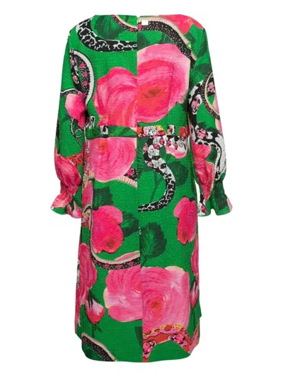 Pre-owned Roberto Cavalli Vintage Floral-print Midi Dress