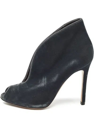 Pre-owned Gianvito Rossi  100mm Velvet Peep-toe Pumps In Black