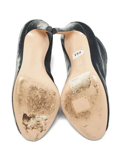 Pre-owned Gianvito Rossi  100mm Velvet Peep-toe Pumps In Black