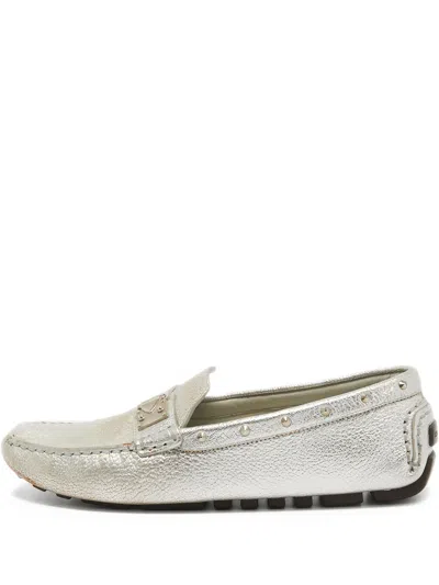 Pre-owned Louis Vuitton Metallic Loafers In Silver