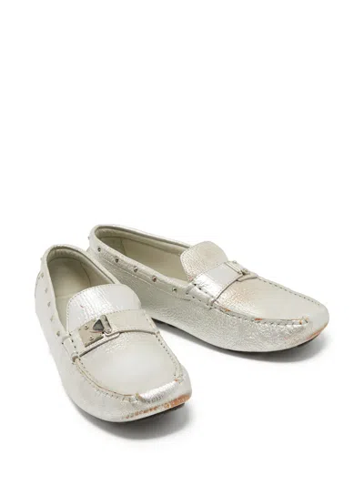 Pre-owned Louis Vuitton Metallic Loafers In Silver