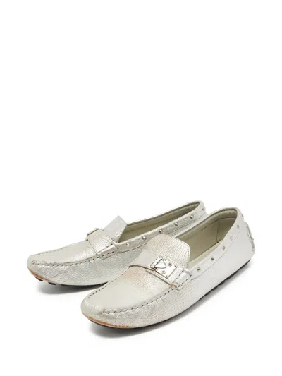 Pre-owned Louis Vuitton Metallic Loafers In Silver