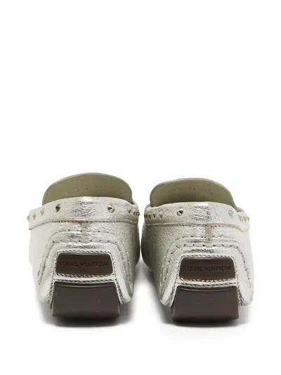 Pre-owned Louis Vuitton Metallic Loafers In Silver