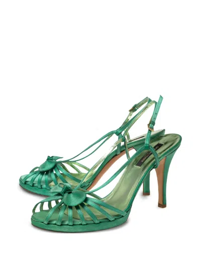 Pre-owned Sergio Rossi Vintage 100mm Satin Heeled Sandals