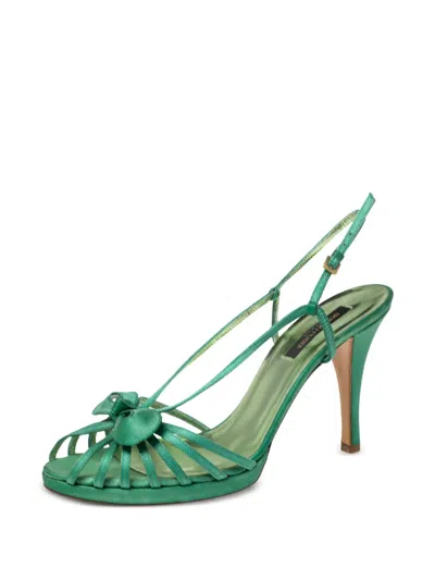 Pre-owned Sergio Rossi Vintage 100mm Satin Heeled Sandals