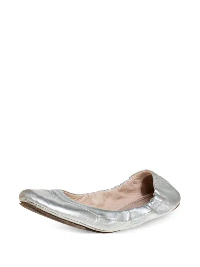 Pre-owned Prada Metallic Leather Ballet Flats
