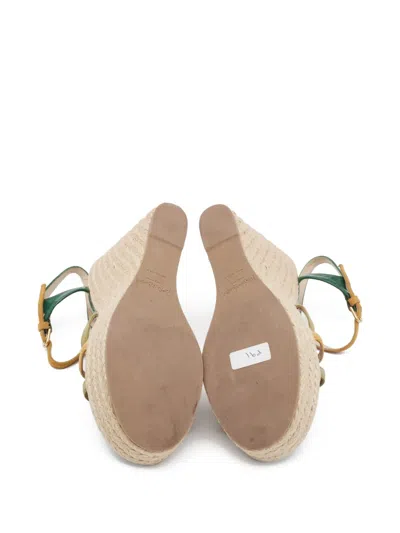 Pre-owned Saint Laurent 130mm Leather Wedge Sandals