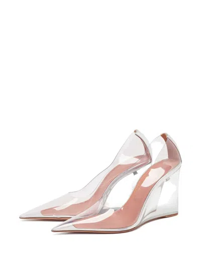 Pre-owned Amina Muaddi  95mm Wedge Pumps