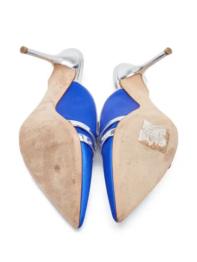 Pre-owned Malone Souliers  95mm Hayley Pointed-toe Satin Mules