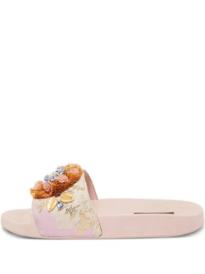 Pre-owned Dolce & Gabbana Floral-appliqué Slides