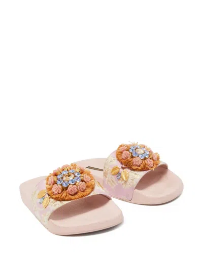 Pre-owned Dolce & Gabbana Floral-appliqué Slides