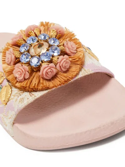 Pre-owned Dolce & Gabbana Floral-appliqué Slides