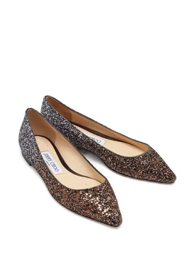 Pre-owned Jimmy Choo Romy Glitter-embellished Pointed Ballet Flats