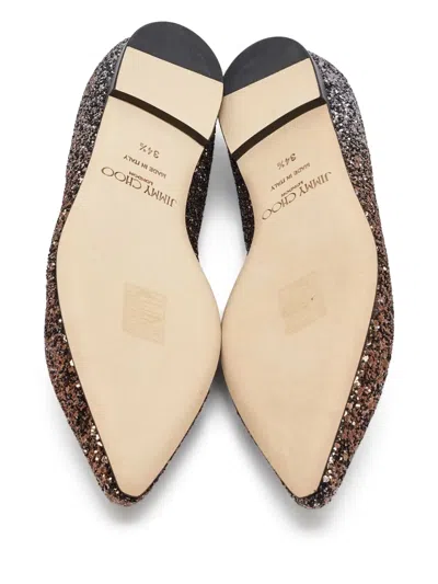 Pre-owned Jimmy Choo Romy Glitter-embellished Pointed Ballet Flats