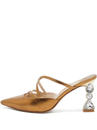 Pre-owned Sophia Webster  90mm Metallic Leather Mules