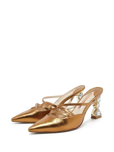 Pre-owned Sophia Webster  90mm Metallic Leather Mules