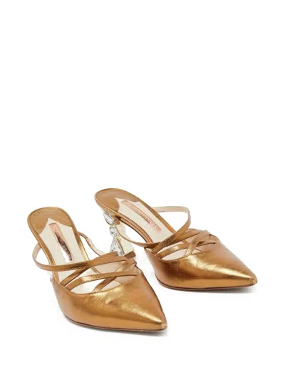Pre-owned Sophia Webster  90mm Metallic Leather Mules