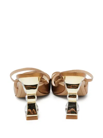 Pre-owned Sophia Webster  90mm Metallic Leather Mules