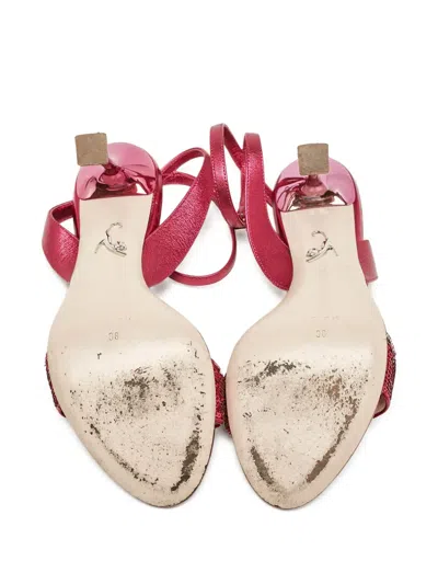 Pre-owned Miu Miu Sequin-embellished Metallic Heeled Sandals
