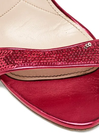 Pre-owned Miu Miu Sequin-embellished Metallic Heeled Sandals