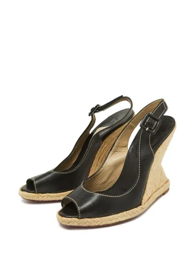 Pre-owned Christian Louboutin Peep-toe Wedge Espadrilles
