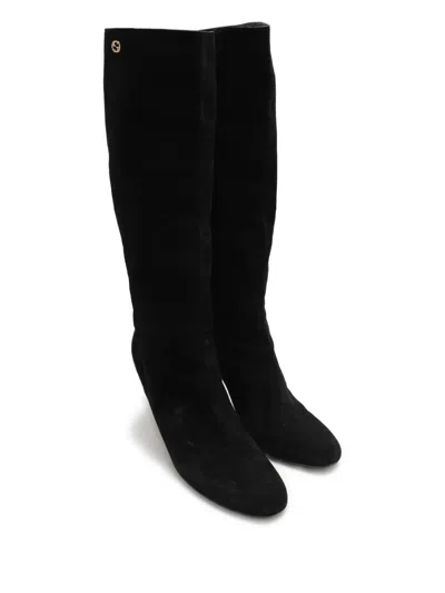 Pre-owned Gucci 95mm Suede Knee-high Boots