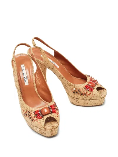 Pre-owned Oscar De La Renta 130mm Bead-embellished Pumps
