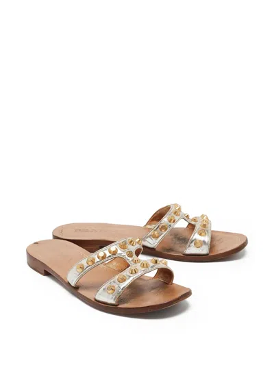 Pre-owned Prada Metallic-leather Sandals