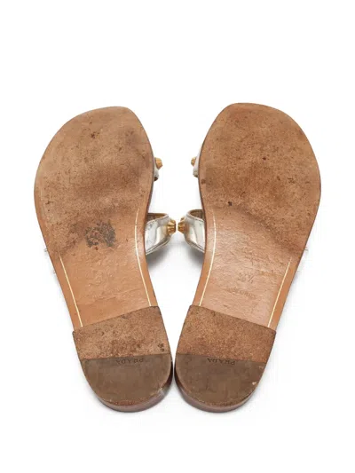 Pre-owned Prada Metallic-leather Sandals