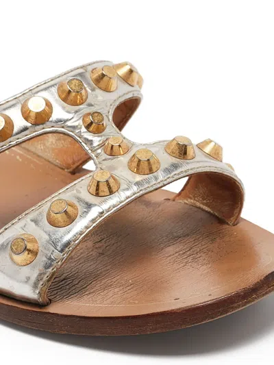 Pre-owned Prada Metallic-leather Sandals