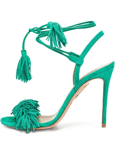 Pre-owned Aquazzura  105mm Capri Fringed Stiletto Sandals