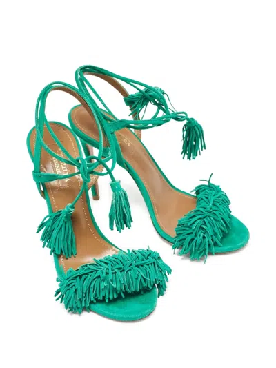 Pre-owned Aquazzura  105mm Capri Fringed Stiletto Sandals