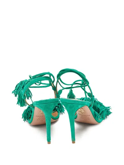 Pre-owned Aquazzura  105mm Capri Fringed Stiletto Sandals