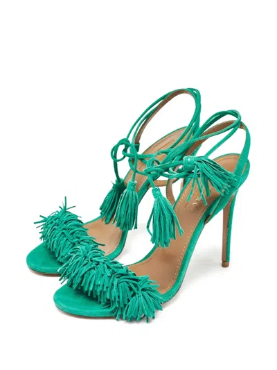 Pre-owned Aquazzura  105mm Capri Fringed Stiletto Sandals