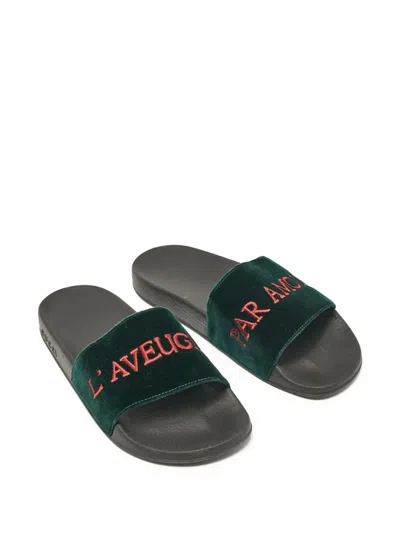 Pre-owned Gucci Velvet Flat Sandals