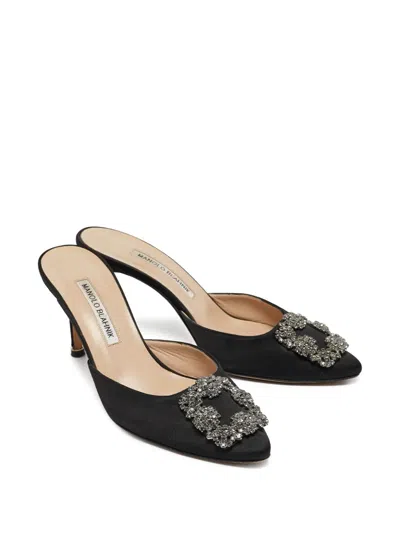 Pre-owned Manolo Blahnik  80mm Crystal-embellished Mules