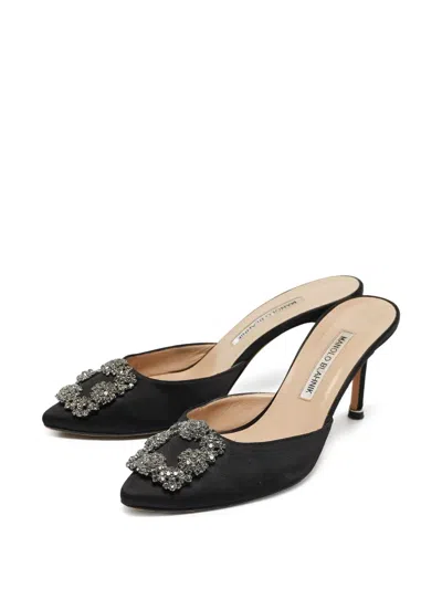 Pre-owned Manolo Blahnik  80mm Crystal-embellished Mules