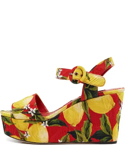 Pre-owned Dolce & Gabbana 95mm Lemon Plateau Sandals