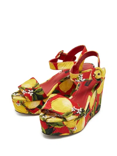 Pre-owned Dolce & Gabbana 95mm Lemon Plateau Sandals