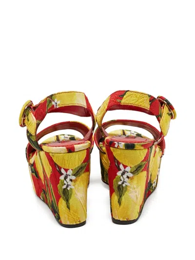Pre-owned Dolce & Gabbana 95mm Lemon Plateau Sandals