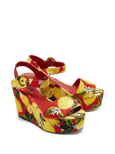 Pre-owned Dolce & Gabbana 95mm Lemon Plateau Sandals