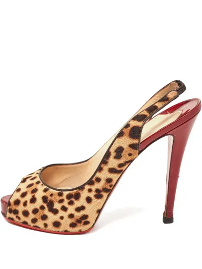 Pre-owned Christian Louboutin 140mm Leopard-print Slingback Pumps