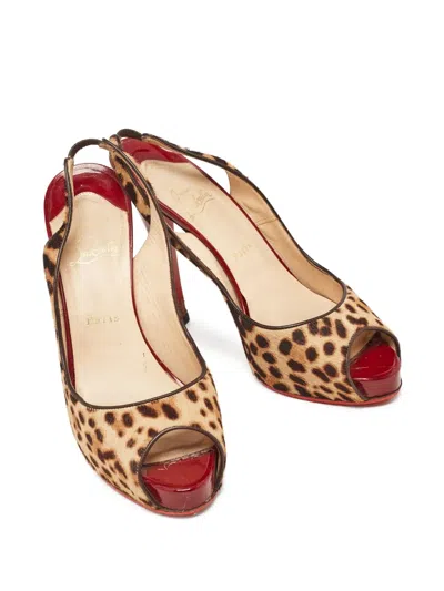 Pre-owned Christian Louboutin 140mm Leopard-print Slingback Pumps