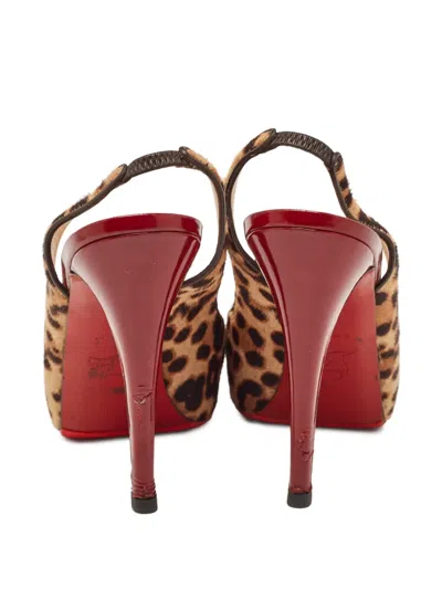 Pre-owned Christian Louboutin 140mm Leopard-print Slingback Pumps