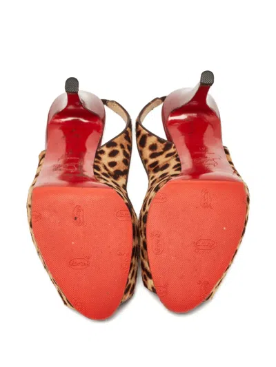 Pre-owned Christian Louboutin 140mm Leopard-print Slingback Pumps