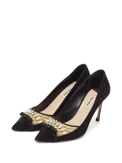 Pre-owned Miu Miu 85mm Crystal-embellishment Sandals