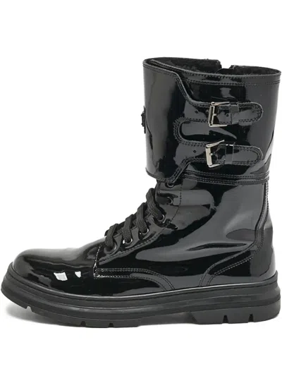 Pre-owned Dolce & Gabbana Patent-finish Combat Boots