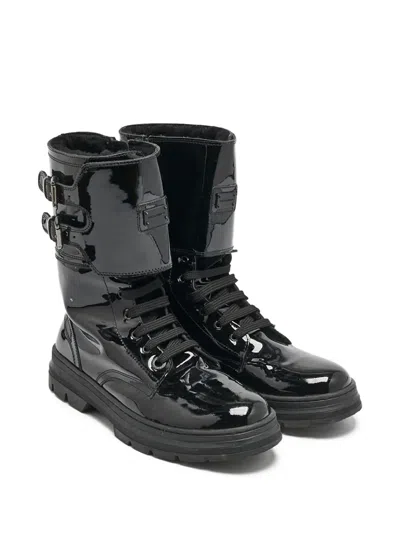 Pre-owned Dolce & Gabbana Patent-finish Combat Boots